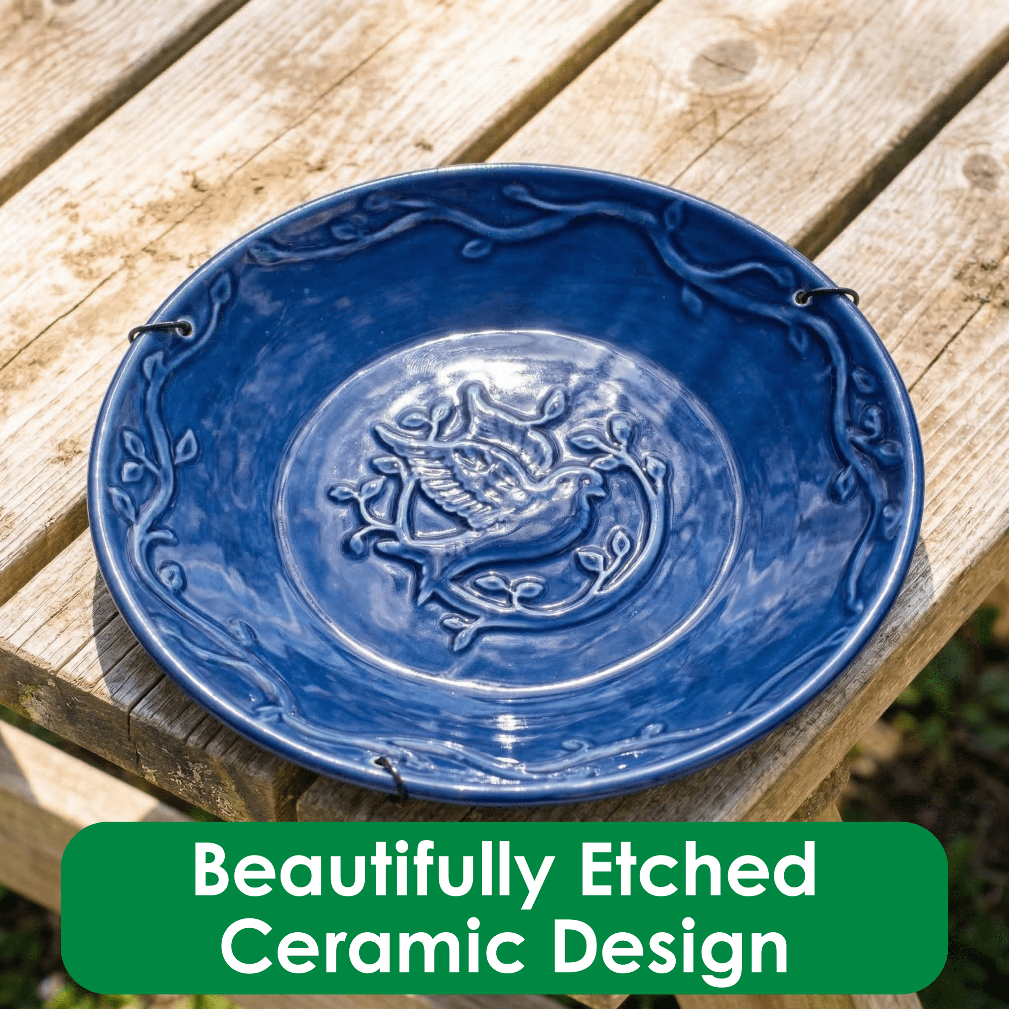 Backyard Essentials Bird Bath Hanging Birdbath Blue Bluebird for Bird Feeders