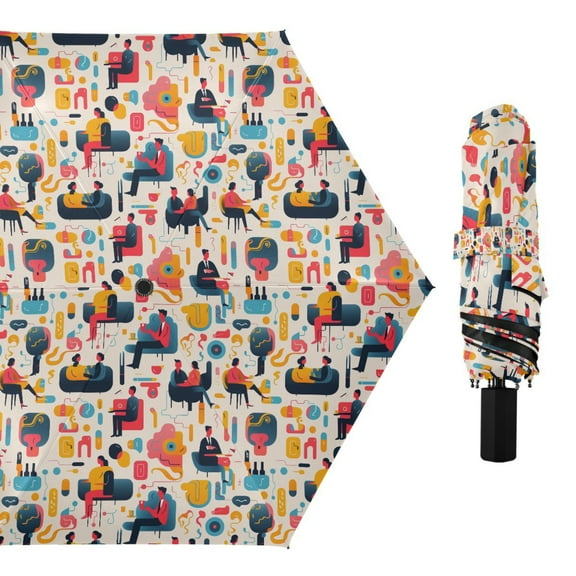 People Seating Chair Compact Sun Umbrella Windproof Travel Umbrellas for Rain Strong Portable UV Protection