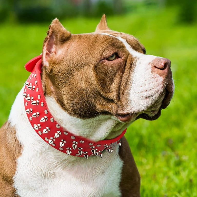 Spiked Studded PU Leather Dog Harness & Collar Set For Pitbull, Mastiff - Adjustable, Chest 26"-34"