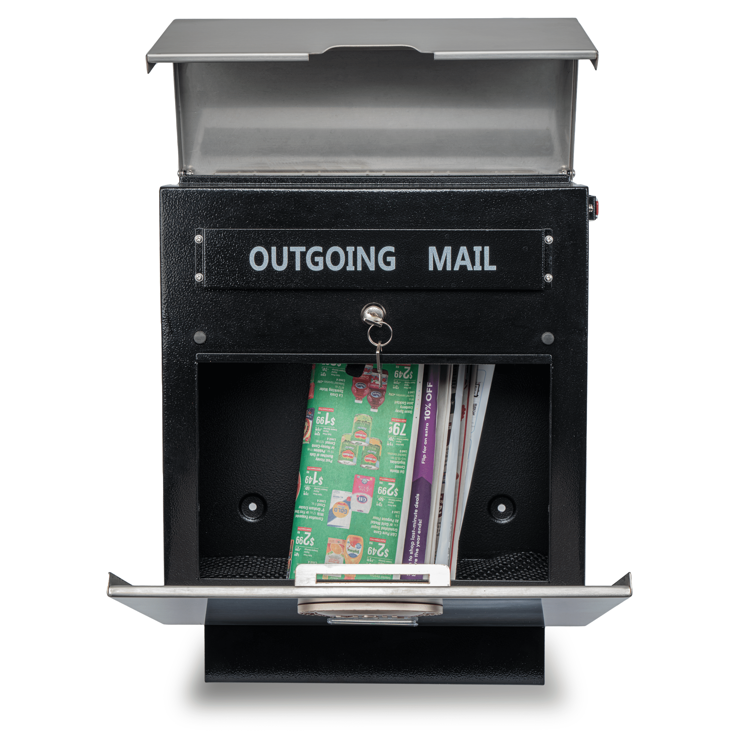 POCHAR Stainless Steel Wall Mount Mail Box with Newspaper Holder - 14.25'' x 6'' x 17.25'' Silver Rust Proof Steel Drop Box