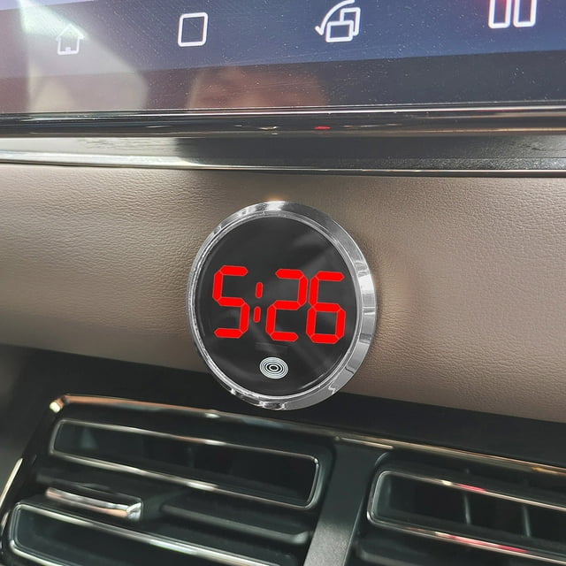 Digital Car Clock with LED Display Clear LCD Screen Automotive Stick On Timekeeper Ideal Vehicle Interior Accessory