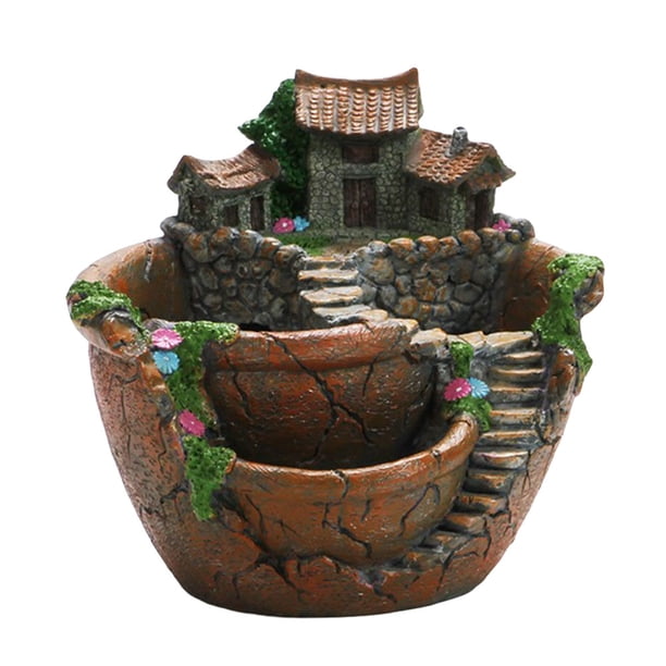 Suculento Pot Bonsai Container Multifunción para Micro Paisaje () Naranja