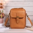 thumbnail image 3 of Leather Small Crossbody Cell Phone Bag Women Men Versatile Shoulder Purse Fashion Bag (Brown), 3 of 10