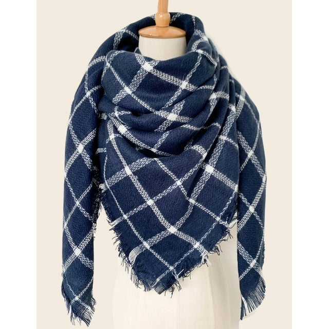 Scarf Plaid Print Fringed