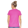 thumbnail image 3 of Expert Brand Women's USA-Made MoCA V-Neck Cotton Blend T-Shirt, Berry, Large, 3 of 8