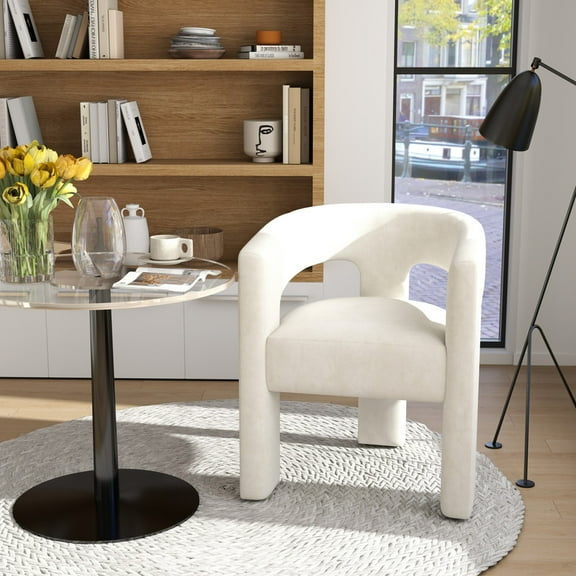 SEYNAR Modern Velvet Upholstered Dining Chair,Barrel Side Accent Armchair Vanity Chair with Armrests and Open-Back for Living Room Kitchen Chair Dining Room Bedroom