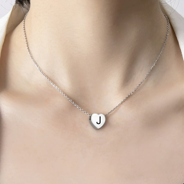 HOARBOEG Necklace for Women Girlfriend As Gifts Women S Fashion Capital 26 Letter Necklace Love Heart Pendant Necklace