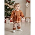 thumbnail image 6 of Spewahor Toddler Baby Girls Christmas Fall Outfit 6 12 18 24 Months 2T 3T 4T Long Sleeve Gingerbread Man T-shirt with Striped Pants Clothing Set Fall Outfit, 6 of 9