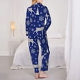 thumbnail image 3 of Pajama Sets for Women 2 Pcs, winter moose deer snowflakes blue Button Down Long Sleeve Sleepwear Lounge PJ Sets, 3 of 6