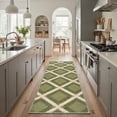 thumbnail image 5 of 2x3 Area Rug with Non Slip Backing, Low Pile Indoor Door Mat, Machine Washable Print Pattern Floor Mat for Entryway, Front Door, Bathroom and Kitchen, Diamond Lattice, Moss Green, 5 of 5