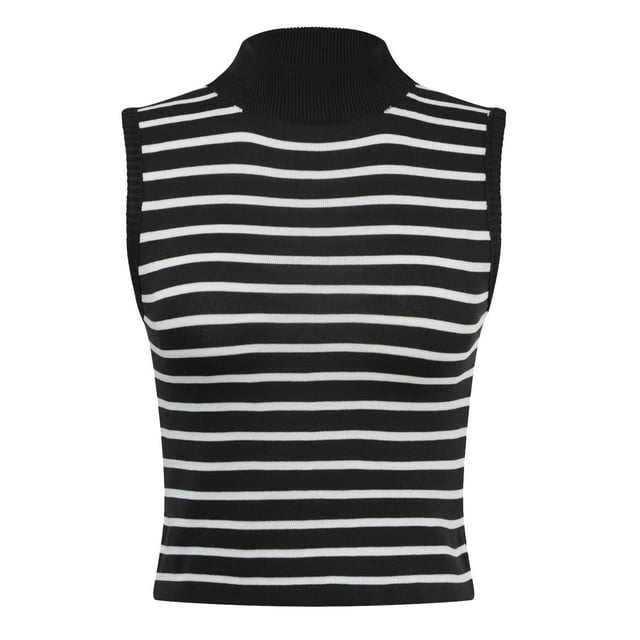 Product Category Camisoles & Tanks - Women's Neck Sleeveless Knit Ribbed Fitted Casual Crop Tank Top