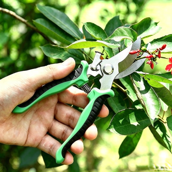 Pruning Scissors, Stainless Steel Garden Shears, Labor-Saving Fruit Picking Clippers for Plants, Branches, Flowers & Gardening Green