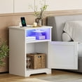 LED Nightstands Set of 2 with Charging Station and LED Lights for