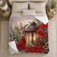 thumbnail image 5 of Northern Cardinal Winter Lantern Scene Festive Serene, Festive Holiday Scene, Warm Flannel Blanket for Cabin and Lodge, Art Lovers Housewarming Gift, Festive Home Decor, 5 of 9