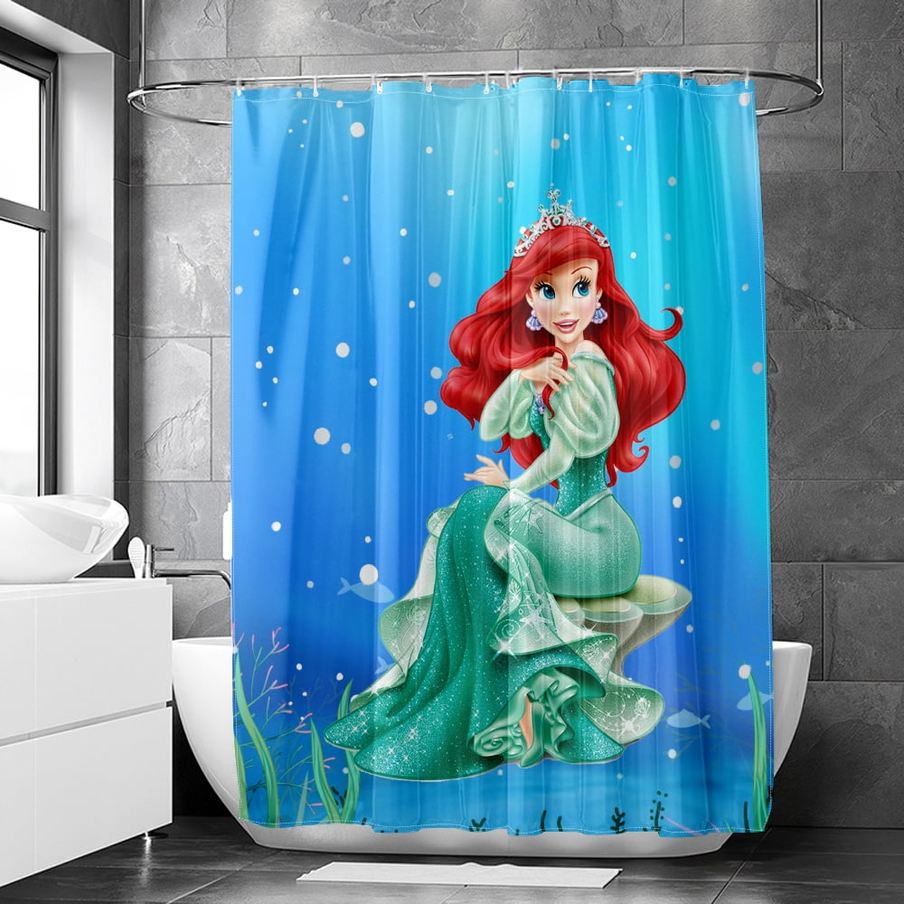 Disney The Little Mermaid Watercolor Shower Curtain, Light Weight Cloth Shower Curtain Machine