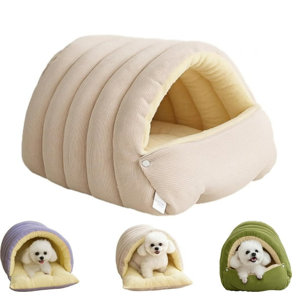 WUUJIPAI Cozy Cat Cave Bed for Indoor Cats & Small Dogs - Plush Foldable Calming Pet Nest House with Washable Cushion & Non-Slip Bottom