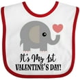 thumbnail image 3 of Inktastic 1st Valentines Day Baby Elephant Boys or Girls Baby Bib, 3 of 4