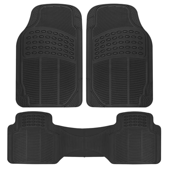3-Piece Car Floor Mats, All-Weather Waterproof Rubber Mats with Raised Edges, Universal Fit for Cars, Trucks and SUVs
