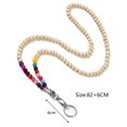 thumbnail image 3 of Waroomhouse Wooden Bead Lanyard Stylish Beaded Lanyard Id Badge Holder with Lobster Clasp Keyring Natural Wood Beads Work Card Lanyard, 3 of 8