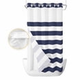 thumbnail image 2 of Blue Stripes No Hook Shower Curtain Waterproof, Bathroom Curtains with Snap in Liners and See Through Top Window, Simple Blue White Texture Hotel Style Bathtub Curtains Shower 36"Wx78"L, 2 of 8