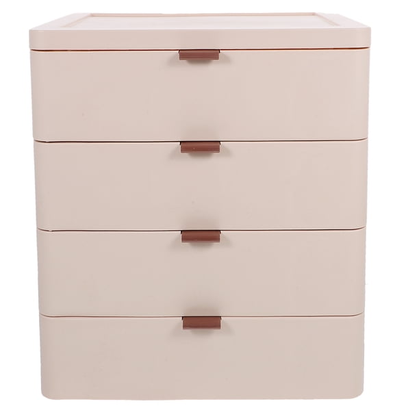 GOOHOCHY Cajones apilables: Organizador de maquillaje de plástico con 4 cajones para escritorio, estuche multiusos para cosméticos, tocador y oficina.