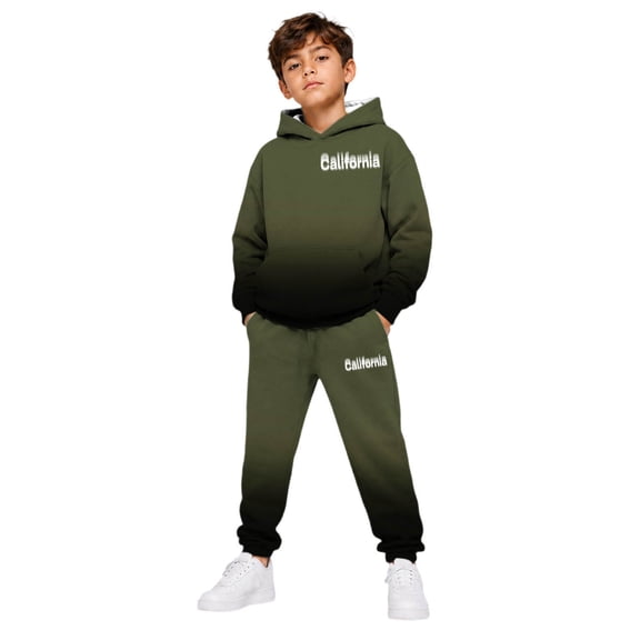 Kiijoy Boys Hoodie Set Cozy Hooded Sweatshirt Jogger Sweatpants Outfits, Size 2-14