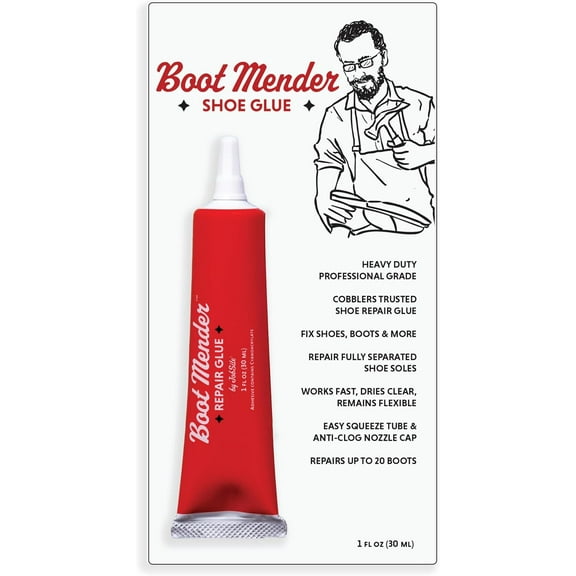 JobSite Boot Mender Glue - Shoe Glue Sole Repair - Clear, Instant Bond, Heavy Duty Adhesive (30g tube)