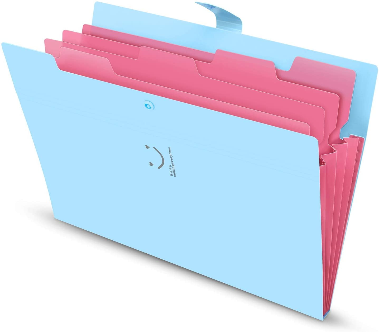 Expanding File Folder 5 Pockets, A4 Paper Accordion Document Organizer Light Blue 2 Pack