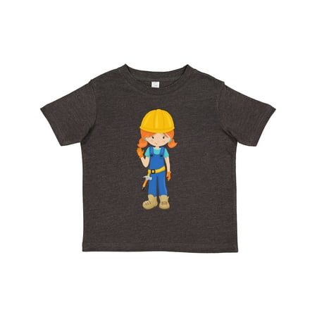 

Inktastic Construction Girl Orange Hair Cute Girl Hammer Gift Toddler Toddler Girl T-Shirt