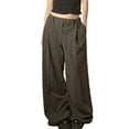 thumbnail image 2 of Pantalones Anchos Plisados A Rayas para Mujer, Ligeros, de Cintura Alta y con Bolsillos. Marrón M, 2 of 9