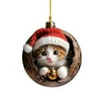thumbnail image 2 of ToyKingdee Christmas Tree Ornaments, A Kitten in The Tree Hole 2D Acrylic Hanging Ornament, Cats with Santa Hat Cute Pet Lover Christmas Decorations Gifts, 2 of 5