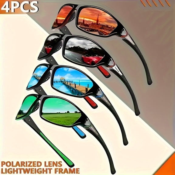4 Pairs Of Fashionable Polarized Men's Sunglasses, Suitable For Summer Cycling, Sports, Leisure, Outdoor Fishing, Driving, And Daily Commuting