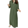 thumbnail image 2 of Gspmoly Robes d'Été, Robe Décontractée pour Femmes de Printemps et d'Été à Col en V en Coton et Lin Uni avec Poches à Manches Longues, Robes de Vacances pour Femmes en Liquidation, 2 of 7
