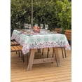 thumbnail image 2 of Easter Bunny Roses Outdoor Tablecloth - 60x102 Inch Rectangle Dining Table Cover, Pink Floral Spring Green Buffalo Plaid Waterproof Outdoor Table Cloth with Umbrella Hole & Zipper for Picnic/Patio, 2 of 7