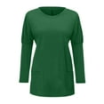thumbnail image 4 of Women's Long Sleeve Print Top - Round Neck, Pocket Detail, Autumn Winter - Polyester Fabric for Casual & Athletic Wear, 4 of 4