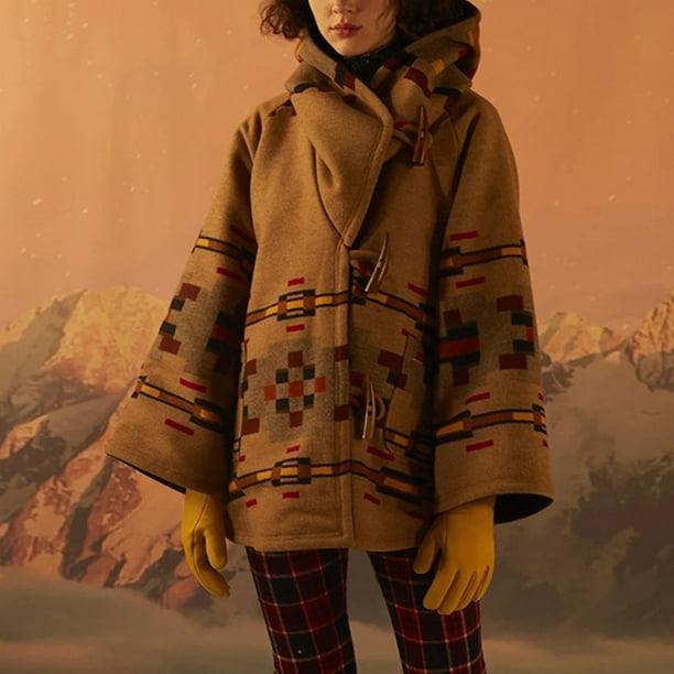 Abcnature Winter Jacket for Women Women Casual Horn Buckle Retro