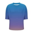 thumbnail image 6 of Tdoqot Womens Oversized T Shirts with Pocket- Soft Casual Short Sleeve Summer Gradient Trendy Tops Navy Size L, 6 of 7