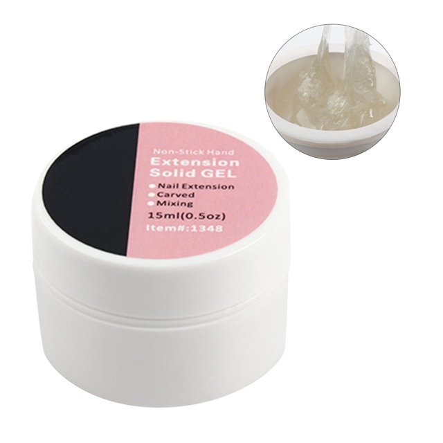 DHARMONAL Nail Extension Glue Solid Non Stick Hand Gel X Nails Coffin Long Tips Full Cover Nails Coffin Long Clear Nails Full Cover Poly Nail Coffin Tips Rhinestone Brush to Spread Rhinestones