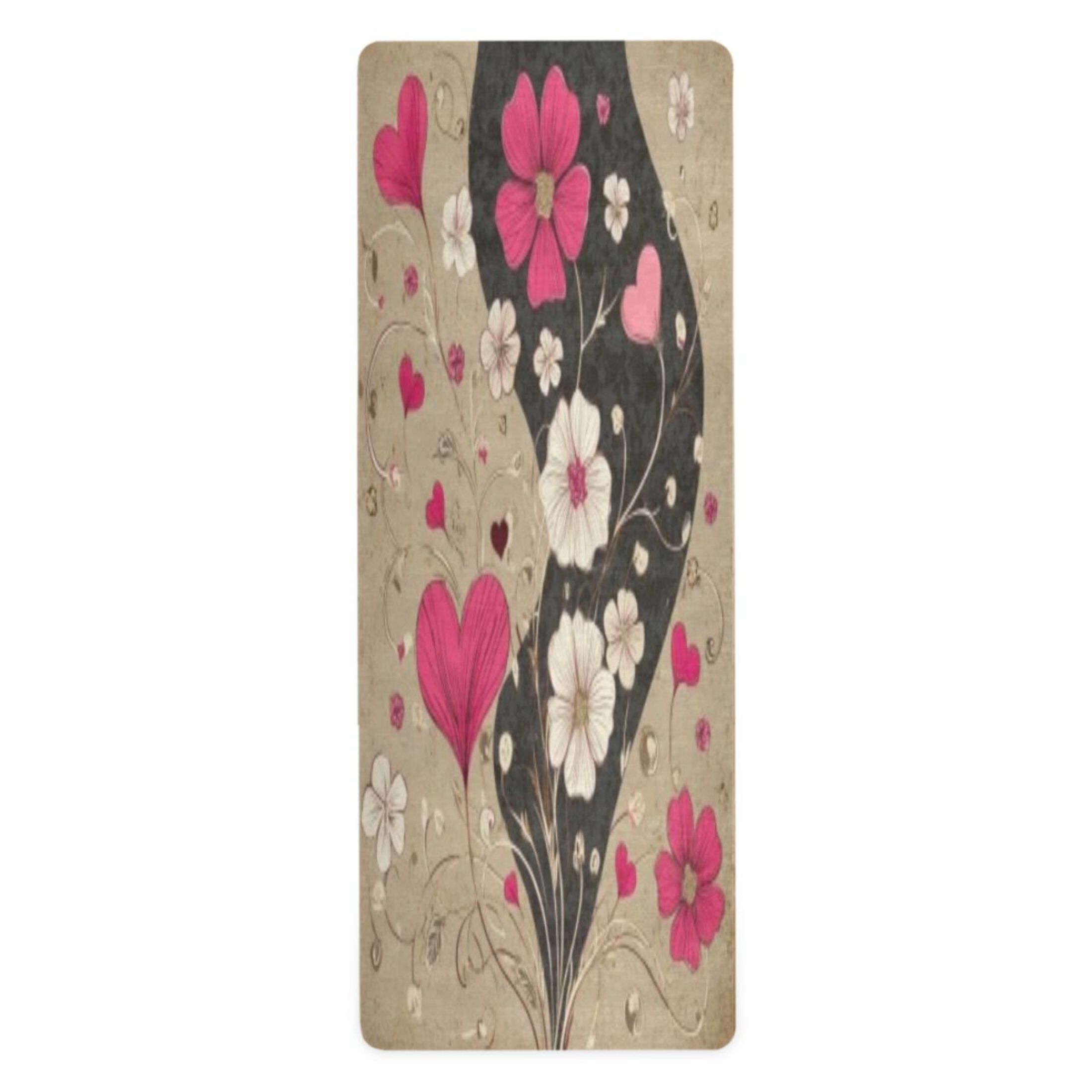 BZSMCE Yoga Mat Women Fitness Mat Floral Heart Duality Pattern
