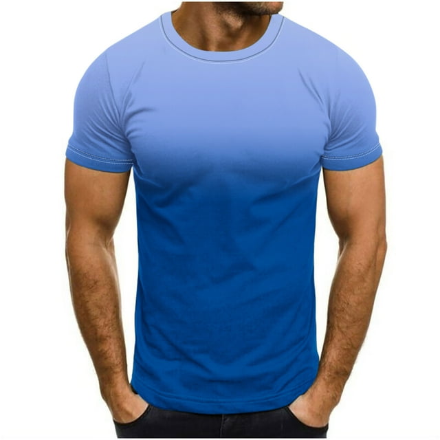 Camisetas de Cuello de la Tripulación de los Hombres de Verano Redondo Cuello Impreso Camiseta, Top Atlético de Secado Rápido Casual para los Hombres