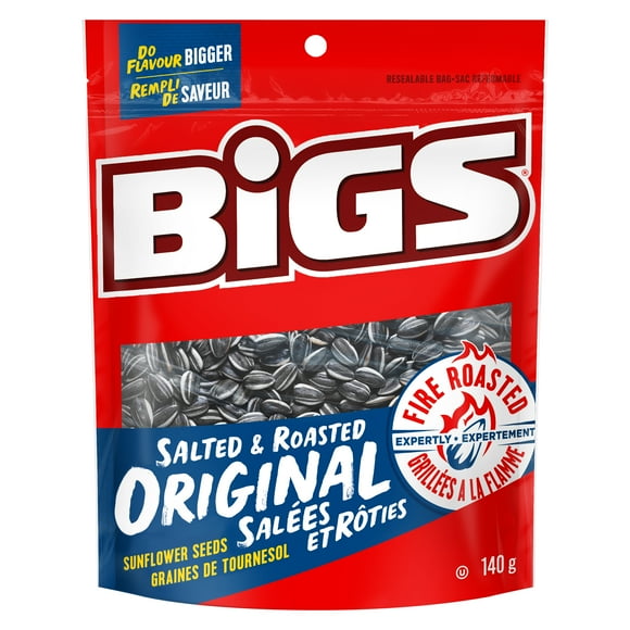 Graines de tournesol salées et rôties Original BiGS - Teneur élevée en fibres – Sans colorants ni arômes artificiels