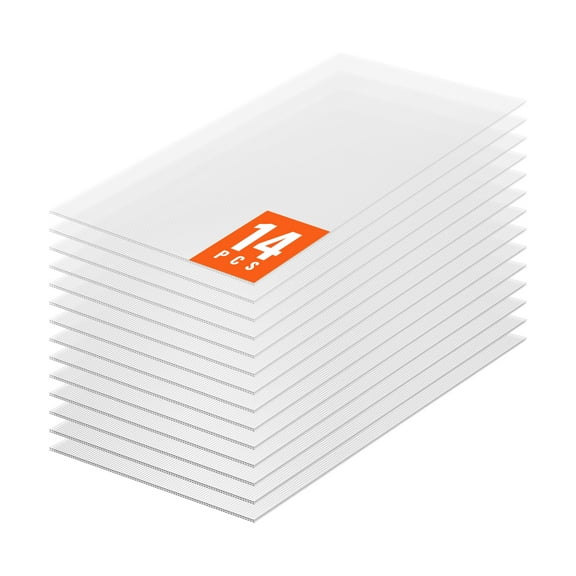 KFFKFF Set of 14 Polycarbonate Greenhouse Panels, Measuring 2' X 4' X 0.32'', Water-Resistant UV Shielded Corrugated Plastic Roofing, Durable Clear Roofing Sheets with Impact Resistance