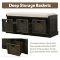 thumbnail image 4 of Wulawindy Rustic Storage Bench with 3 Removable Classic Rattan Basket , Entryway Bench with Removable Cushion, 4 of 7