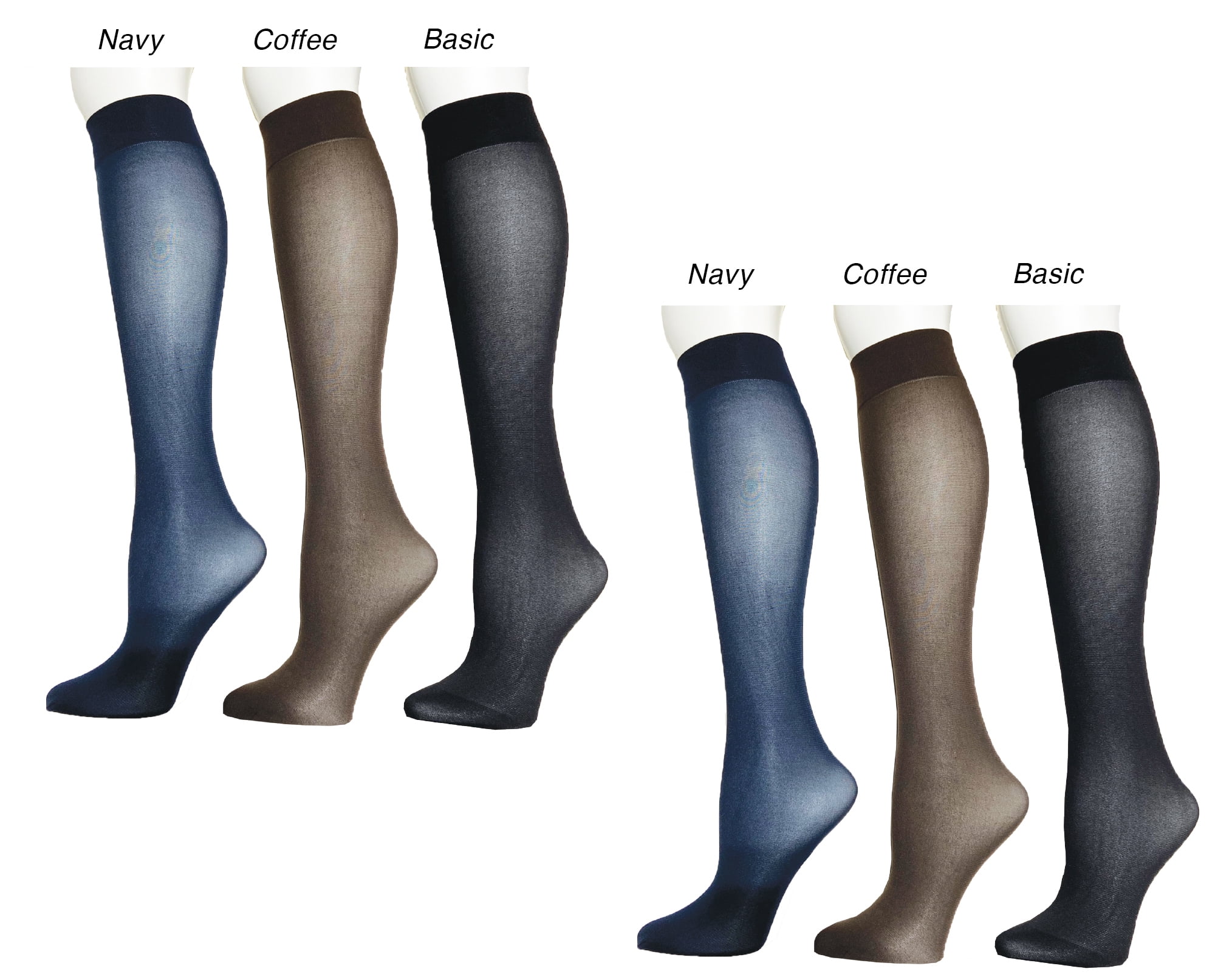 Badgley Mischka 6 Pack Plus Size Women's Fashion Trouser Socks, Navy