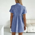 thumbnail image 5 of Casual Mini Dresses for Women Striped Short Sleeve Button Front Turn Down Collar Relaxed Fit Knit Shirt Dress BU1 L, 5 of 5