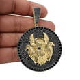thumbnail image 2 of Men's Big 3'' Viking Norus God Odin Ravens Huginn Muninn Custom Pendent Charm Over Yellow/ Gold Black CZ, 2 of 5