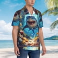 thumbnail image 2 of KLL Men's Hawaiian Shirt Short Sleeve Button Down Beach Shirts-Colorful Underwater Shark, 2 of 5