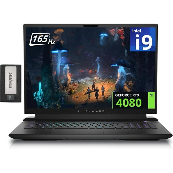 Dell Alienware M18 R2 18" QHD 165Hz Gaming Laptop, Intel i9 14900HX, 64GB DDR5, 4TB PCIe SSD, NVIDIA GeForce RTX 4080 12 GB GDDR6, Backlit Keyboard, Windows 11 Home, Black, 256GB Docking Station Set