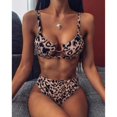 thumbnail image 4 of Conjunto de bikini para mujer con parte superior de tiras y parte inferior de corte alto, traje de baño para mujer Leopardo, 4 of 9
