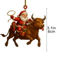 thumbnail image 3 of Christmas Santa Claus Pendant, Santa Claus and Cow with Christmas Gift Box, Fun Christmas Themed Hanging Ornaments, 3 of 6
